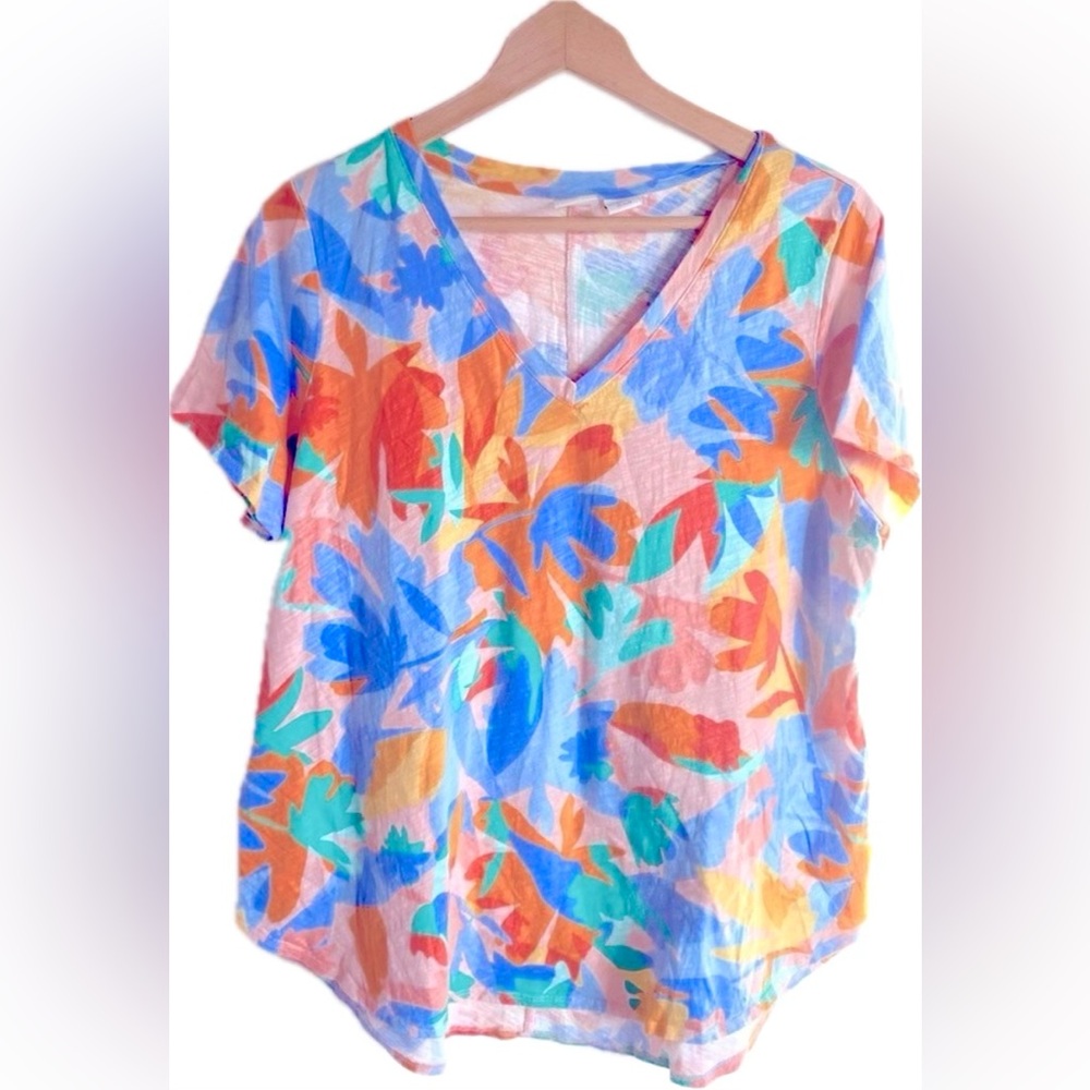 JOIE Cotton Tropical Floral Tee Shirt